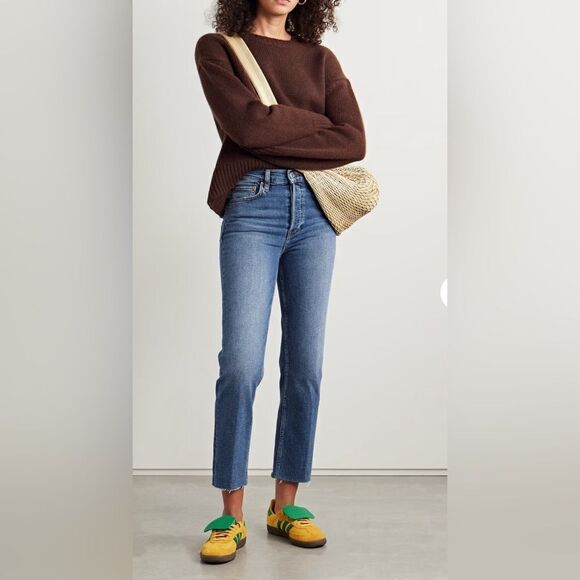 NWT Re/Done 70s High Rise Stove Pipe frayed straight-leg jeans Size 28 - Picture 12 of 12